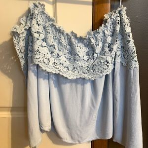 Off the Shoulder Cropped Lace Top